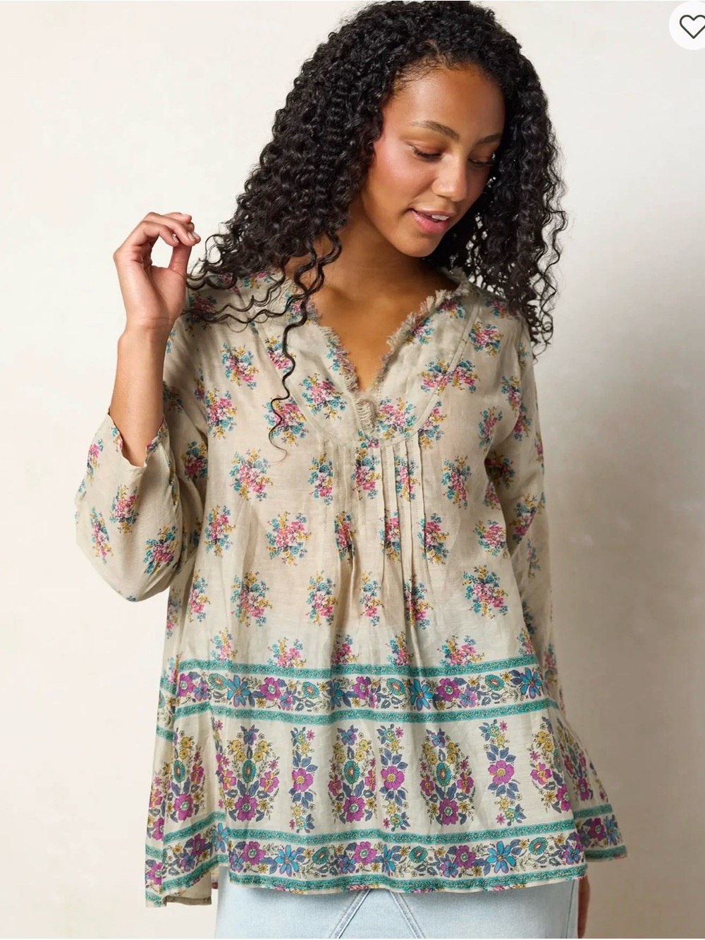NWT Natural Life Women’s Sz XXL *Flawed* Cotton Tunic In A Bag Floral Boho Top